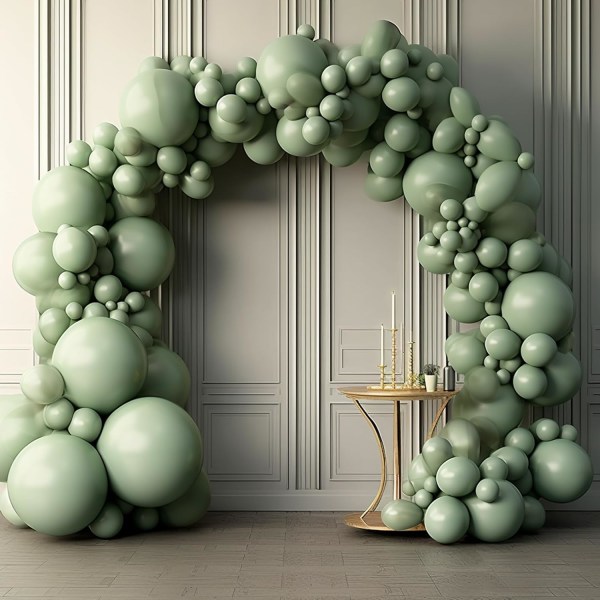 130PCS Salviagrön Ballonger Olika Storlekar 18\" 12\" 10\" 5\" Ballongbåge Dekorationsset Perfekt för Födelsedagsfest, Examen, Babyshower, Bröllop, Holi Sage Green