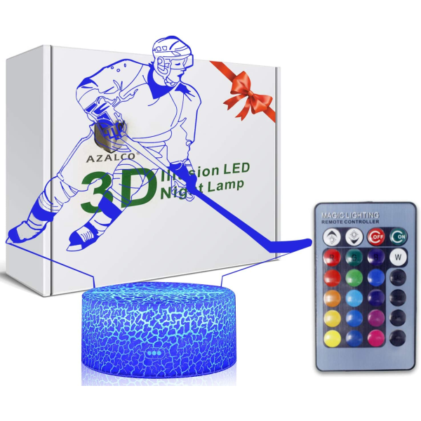 3D Illusion Hockey Nattlampa Lampa 16 Färgförändring Touch Wh