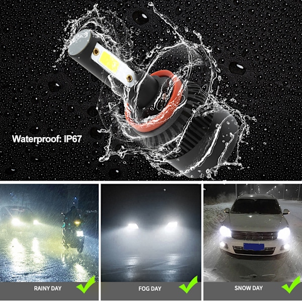 S2-COB Bil LED-frontlykter 36W 8000LM Universelle Auto Frontlyktutskiftninger H11