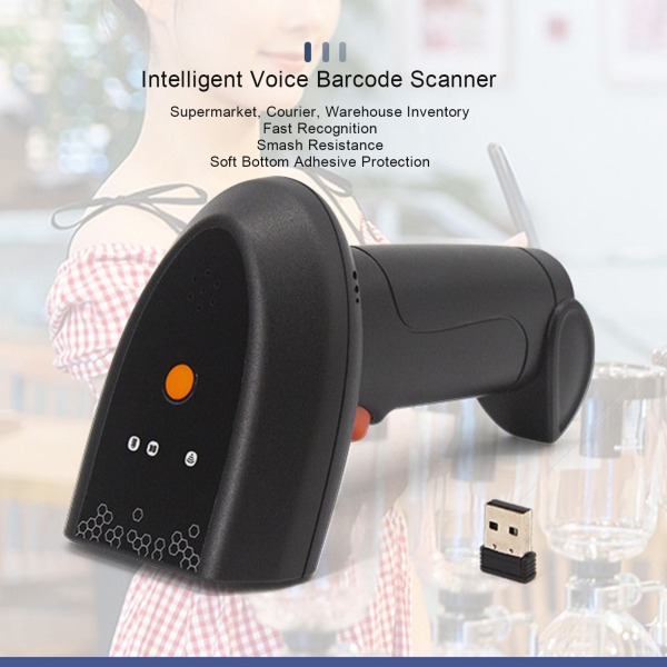 QR Code Scanner V10 Wireless Intelligent Voice Scanner Supermarked Courier Lager Inventar Tjek stregkodescanner