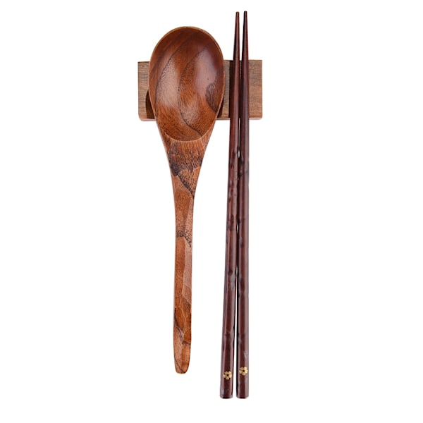 Träsked Träpinnar Bestick Set Bärbar Utomhus Resebestick (#03)