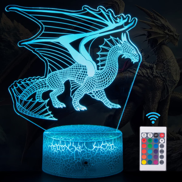 3D Illusion lampa Dragon Night Light för barn Barn Bedroo