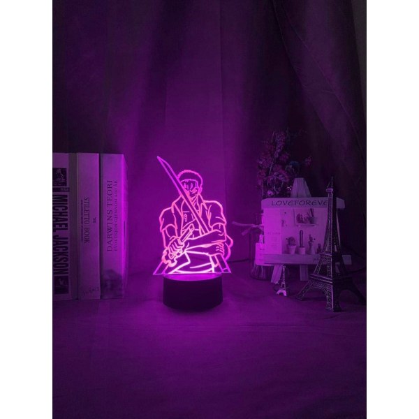 One Piece Luffy 3D Illusions nattlampe med smart berøring, RGB-effekt, USB-kabeldrevet, kreativ 3D japansk anime-lampe