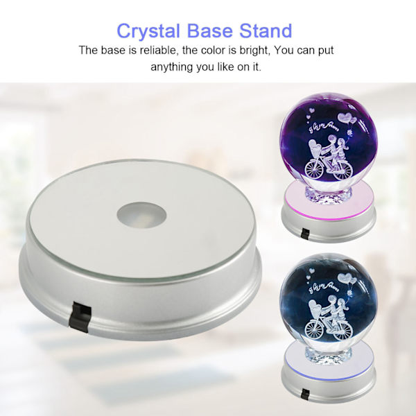 Farverig LED-lys krystal display stand base type 1