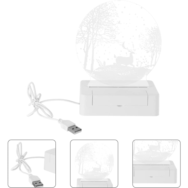 Akryl 3D nattlampa julhjort i skogen USB LED-bord