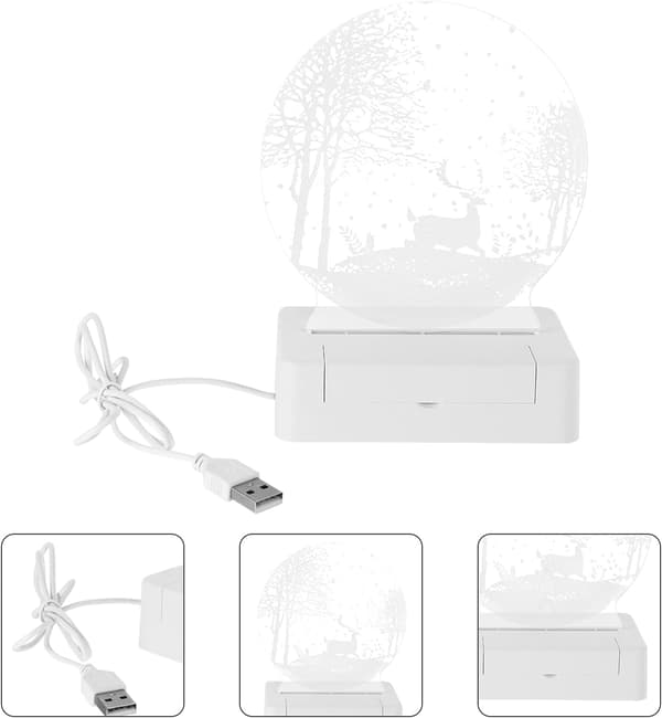 Akryl 3D Nattlys Julehjort i Skog USB LED Tab