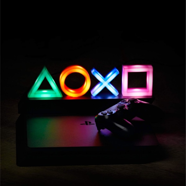 Playstation-controller-ikoner lys med 3 lystilstande - lydreaktiv, dynamisk fase og standardtilstand - tilbehør til spilleborde og dekoration til spillelokaler Red