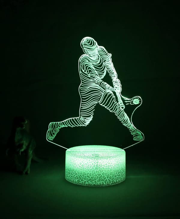 3D Illusjonslampe LED 16 Farger Endring med Fjernkontroll.Basebal