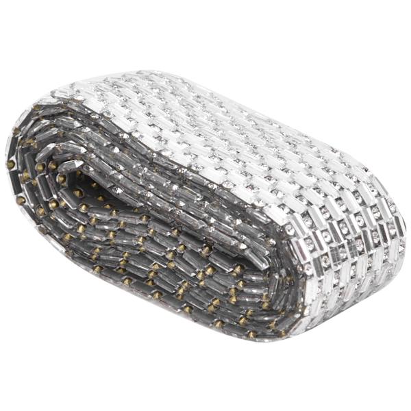 100cm tett Rhinestone-kjede Hotfix Glass Crystal Ribbon Garment Dress Bag DecorationWhite 3cm 12 rad