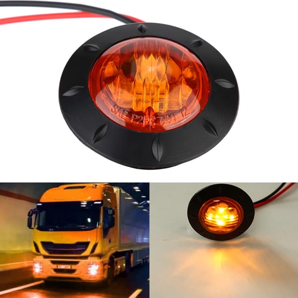 12V 4LED Mini Rund Sidemarker Forseglingslys Lampe Grommet Montering for Tilhenger Lastebil Bobil Hvit