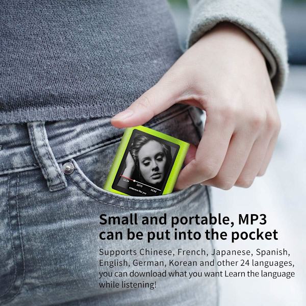 MP3/MP4-kannettava soitin, 1,8 tuuman LCD-näyttö, tukee enintään 64 Gt, vihreä