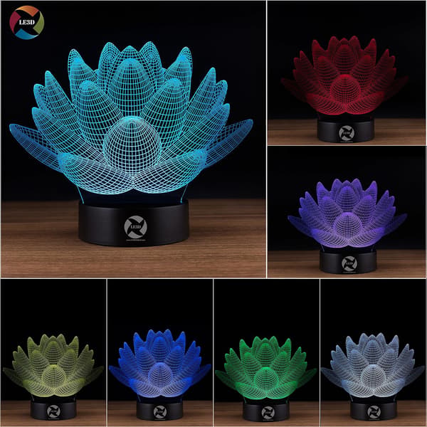 3D Optisk Illusions Natlampe - 7 LED Farveskiftende Lampe