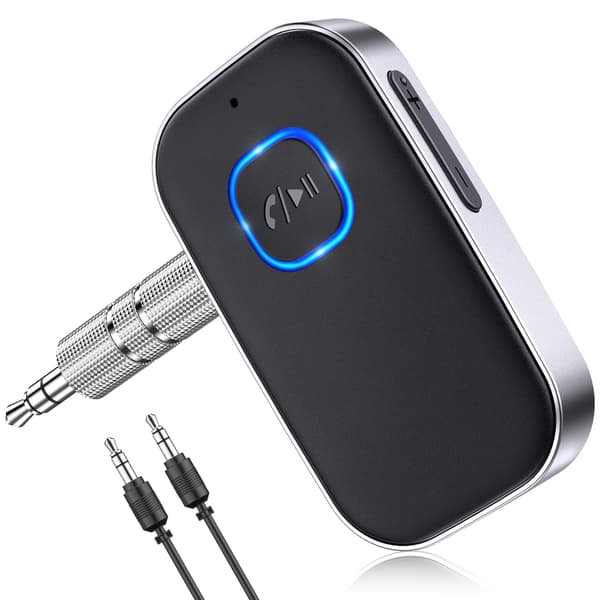 Trådløs Bluetooth-lydadapter med støjreducerende mikrofon til håndfri opkald, 16-timers spilletid, sort/sølv Black+Silver