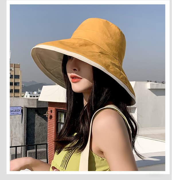 Dame Solhat Bomuld Bucket Hat Mode Sommer Strand Bred B D