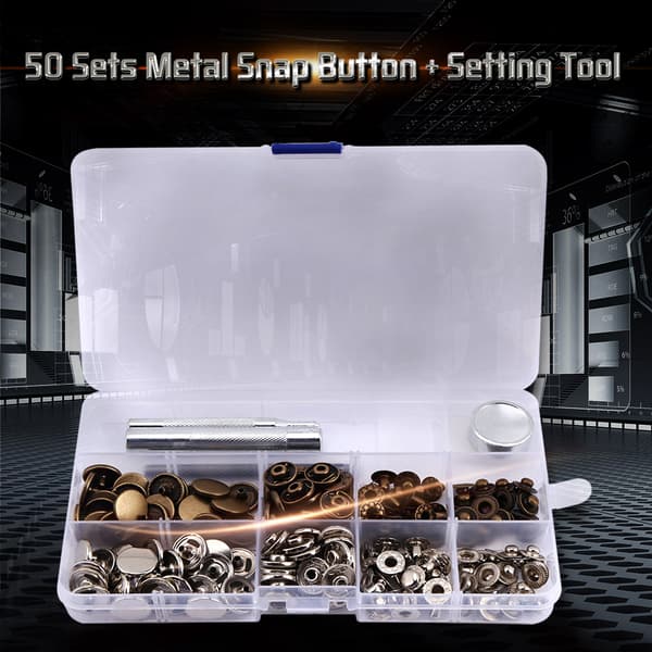 50 set tryckknappar med fästverktyg för läderkläder 831#15mm