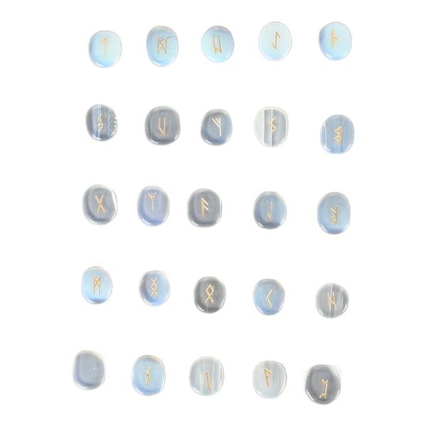 25 st naturliga runstenar set utsökta runor snidning meditationsstenar set för bön spådom läkning opal