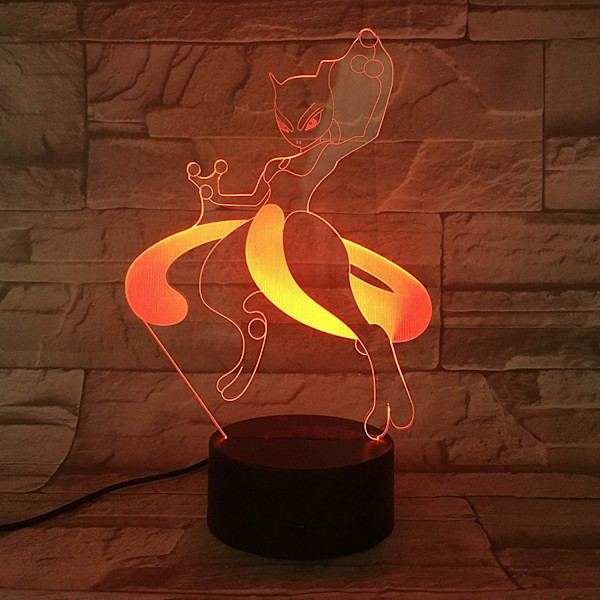 Tegneserie nattlys for kvinners bursdag - 7 fargeendrende 3D optisk illusjonslampe Jenter skrivebord LED berøringslampe