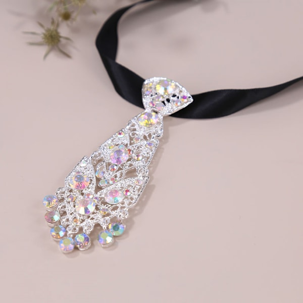 Diamond Ties - Förbundna paljettslips med justerbar längd - White