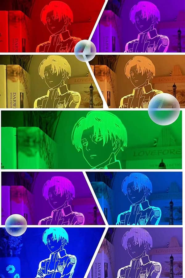 Attack on Titan 3D Anime Lampe Natt Levi Ackerman Illusjon N