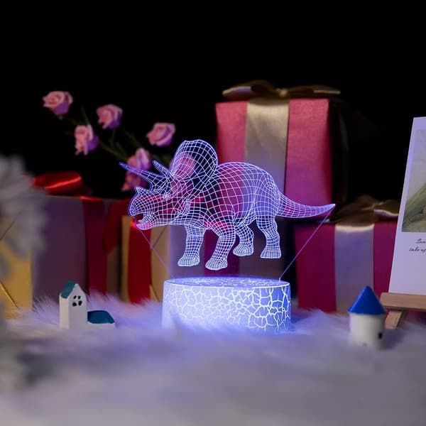 3D Dinosaur Nattlampe for Barn/Gutter/Jenter med Fjernkontroll
