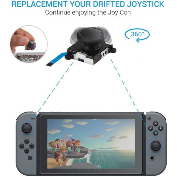Joycon Joystick-ersättning 2-pack, ersättningsjoystick Analog Thumb Stick för Switch Joy-Con-kontroller & Switch Lite, vänster/höger analog joystick w