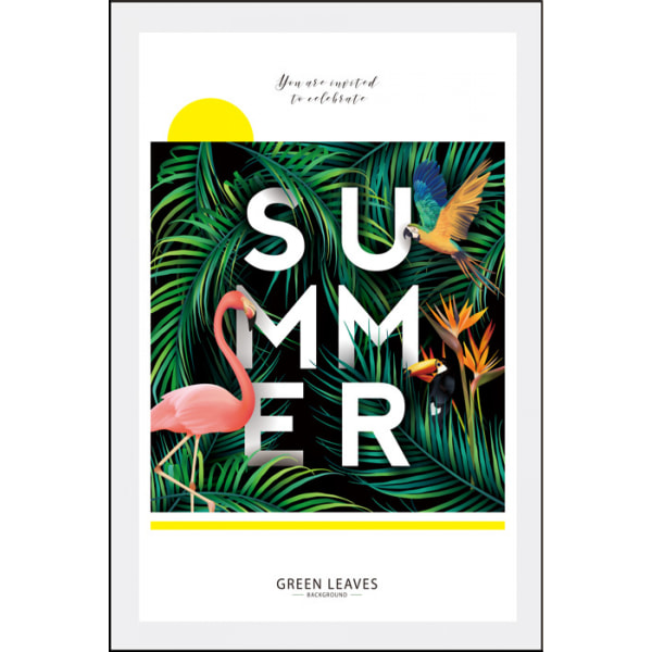 Sommar Flamingo Väggkonst Canvas Tryck Affisch, Enkelt Mode Konst Ritning Dekor