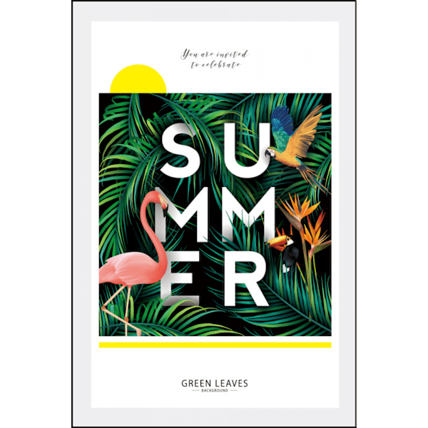 Sommer Flamingoer Vægkunst Lærredstrykplakat, Enkelt Modekunst Tegning Dekor