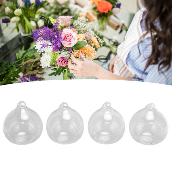 4 st mini glasvas med rep DIY handcraft tjock okrossbar klar vaser för bröllop bakgrundsdekoration