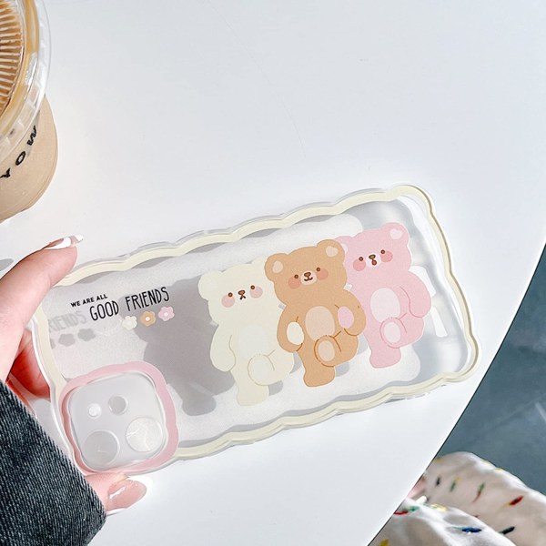 Kompatibel med iPhone 11 Case Transparent Cute Three Bear