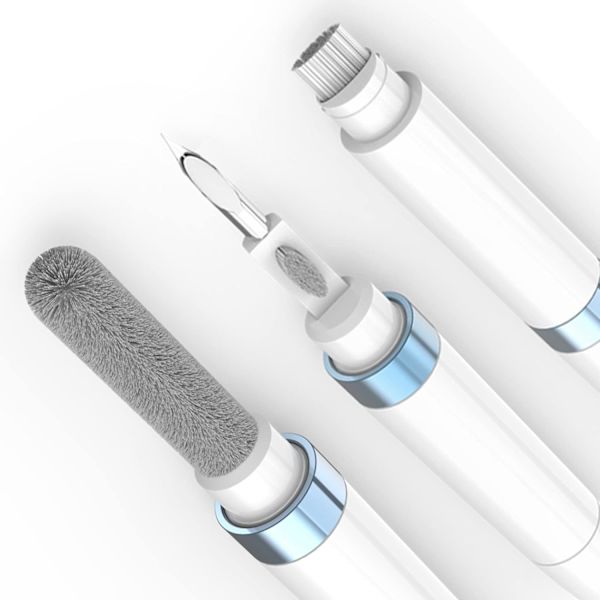 ECP4in1 för Airpod Cleaner Kit utrustad med en flockad svamp, en metallpennspets, 2 högdensitetsborstar, enkel rengöring av svåråtkomliga platser, öronproppsrengöringskit