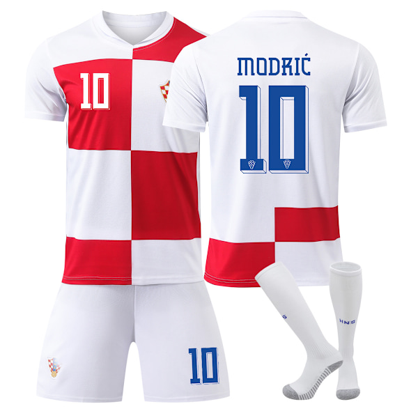 Kroatiens hemmaplansdräkt nr 10 Modric barnfotbollströja Home S