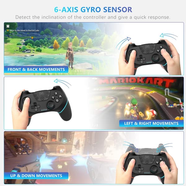 Trådløs Pro-kontroller kompatibel med Nintendo Switch, trådløs gamepad joystick med programmerbar funksjon【2023 oppgradert versjon