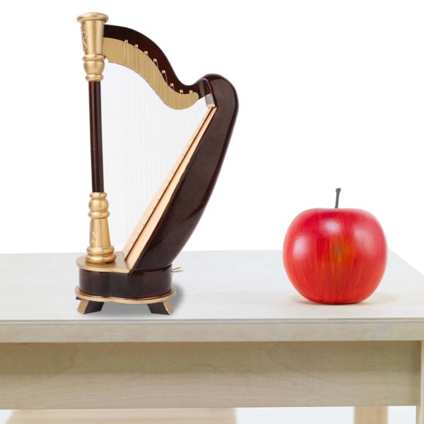 25cm Miniature Træ Harpe Model Musikinstrument Model Musikalske Gaver Hjem Indretning Ornamenter