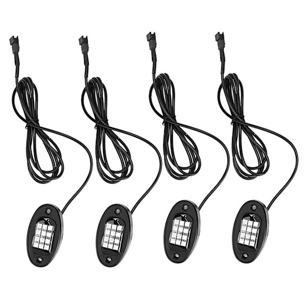 4 stk RGB LED Blinkende Flere Farger Steinlys Underkropp Glødende Lys Bluetooth Trådløs