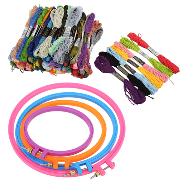 Broderi Kit Rund Plast Silke Broderi Cirkel Skure Broderi Tråd DIY Broderi Værktøjer