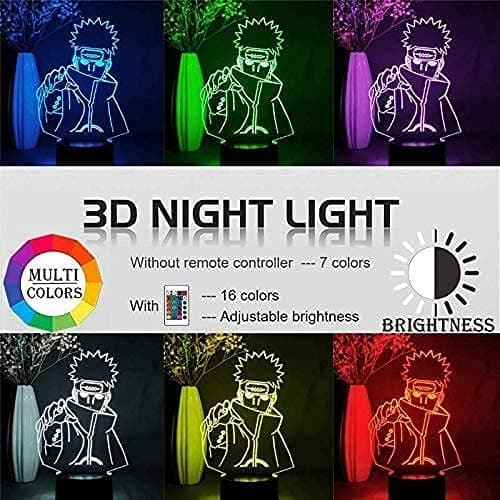 Naruto Stuff Lampe, Anime Gaver til Gutter Soverom, 3D Illusionslampe Itachi Uchiha Kakashi Jiraiya Lys for Barnerom