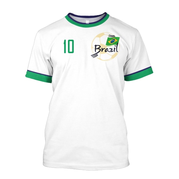 Brasilien Jersey Herr T-shirt O-hals Överdimensionerad Kortärmad Herrkläder 3D Tryck Brasiliansk Flagga Val Fotbollslagströja,Q00106T,XS