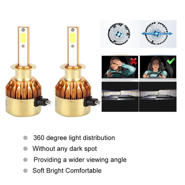 2 kpl 6000K Super Bright LED-autonvalaisimet H1-kannalla