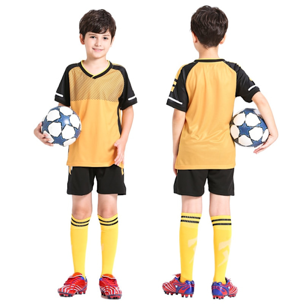 Fotbollströja för barn, personlig fotbollströja , set fotbollsuniform i polyester, Andas träningsfotbollsuniform för pojke S103 Yellow M
