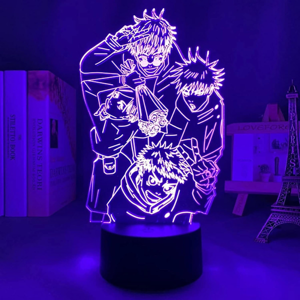 Jujutsu Kaisen Gojo 3D Illusions nattlampe med smart berøring, RGB-effekt, USB-kabeldrevet, kreativ japansk anime 3D-lampe - Ideell gave