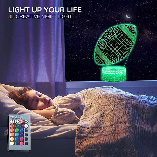 Fotboll 3D Illusion LED Sovrum Bordslampa Dekor Nattlampa