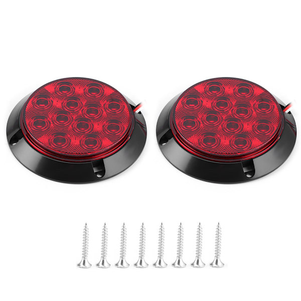 2 st 4-i-1 12V 12LED Baklykta Vattentät Rund Broms Stopplampa för Båt ATV Lastbil