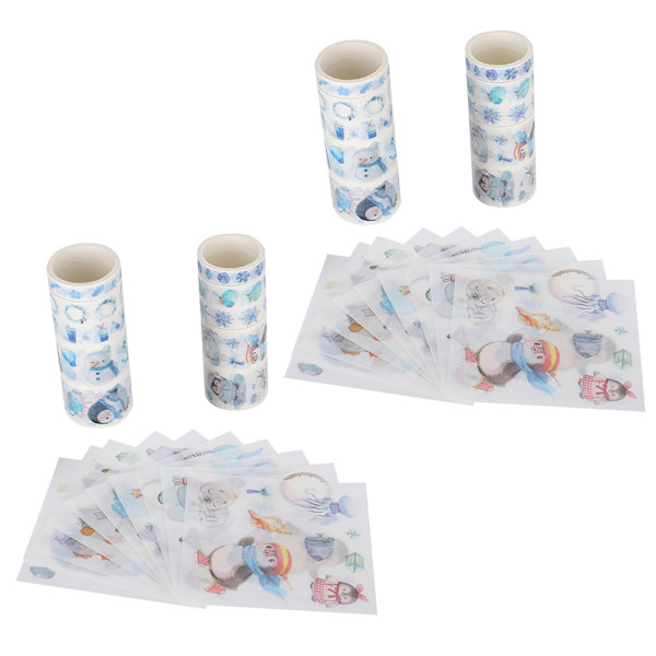 Washi-teipin tarrasetti DIY-askartelutarvikkeisiin, muistikirjoihin, lahjapakkauksiin ja lomakoristeisiin
