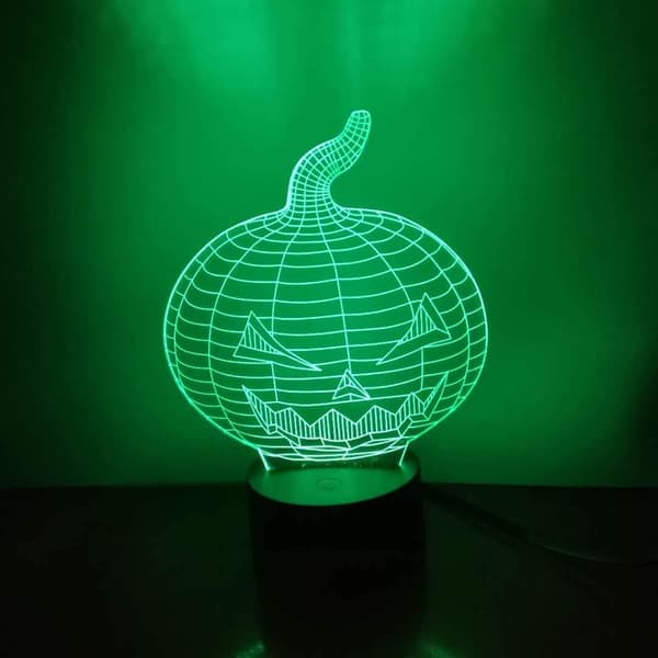 3D Halloween Græskar Natlampe LED Illusionslampe Sengelampe D