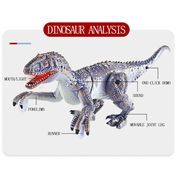Fjärrkontroll Dinosaurie Modell 2.4G Realistisk Gående Rytande Pedagogisk RC Dinosaurie Leksak för Barn Velociraptor