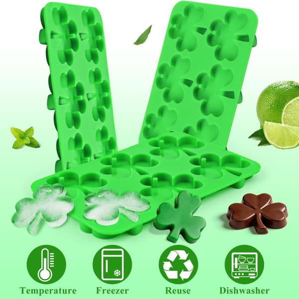 2-pak Shamrock Designforme, 3D Stor Formbakke til Drikkevarer, Desserter, Slik og Festpynt, Ideel til St. Patrick's Day Fejring 2