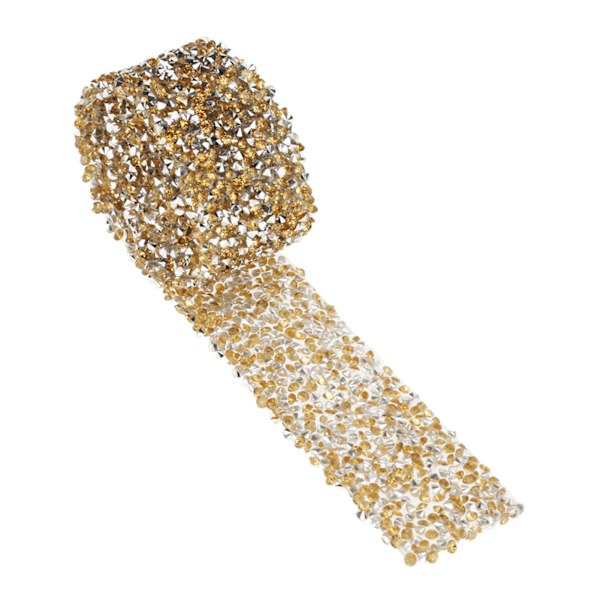 Diamantnät Wrap Rulle Sparkle Crystal Rhinestone Band Bröllopsdekoration (Kristallgul)