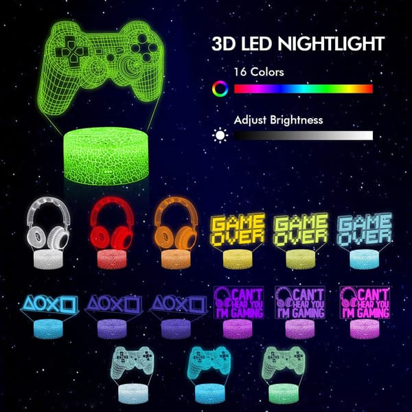 3D Gaming Lamper 5 Mønstre og 16 Farveskift Led Bordlampe