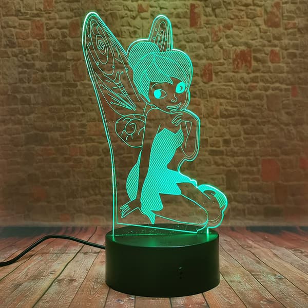 Fairy Tinkerbell Figurlampa - Tinker Bell Miss Elf 3D Snöflinga