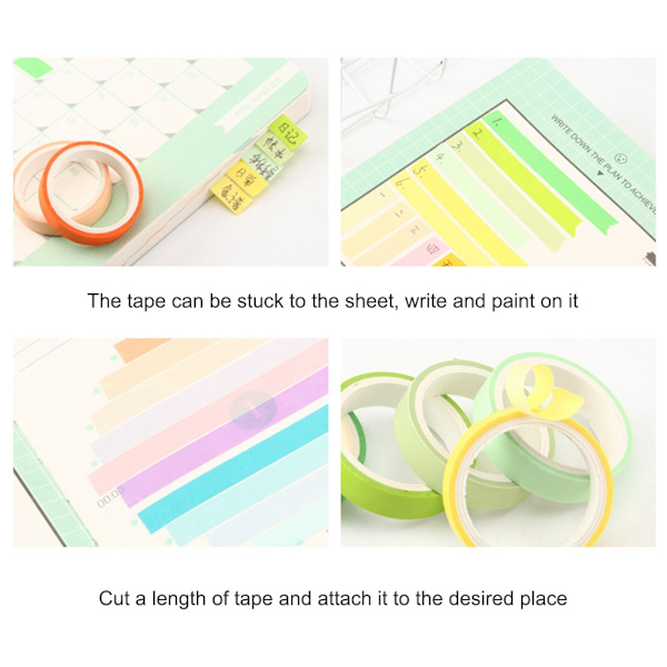 6 st självhäftande Washi-tejp enfärgad uppsättning DIY Scrapbook Hand Account Dekoration (Hav)